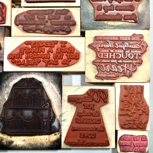 32 SENTIMENT WOODBLOCK RUBBER STAMPS - Picture 11 of 11